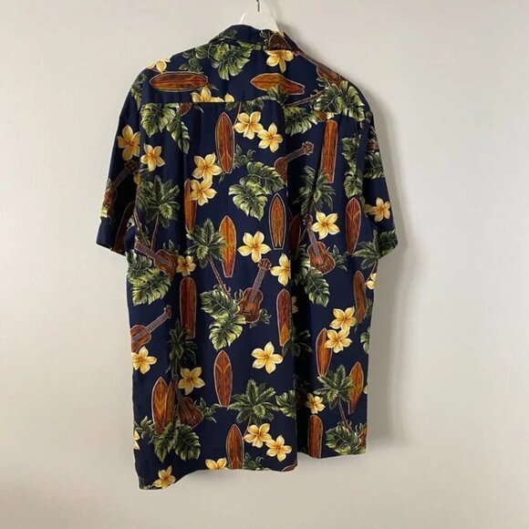 RJC Vintage Hawaiian Short Sleeve Shirt Style 102C Navy Floral Surfer - Picture 14 of 14